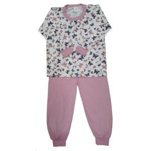 0336 Pijama Comprido Rosa com Borboleta Marinho 3